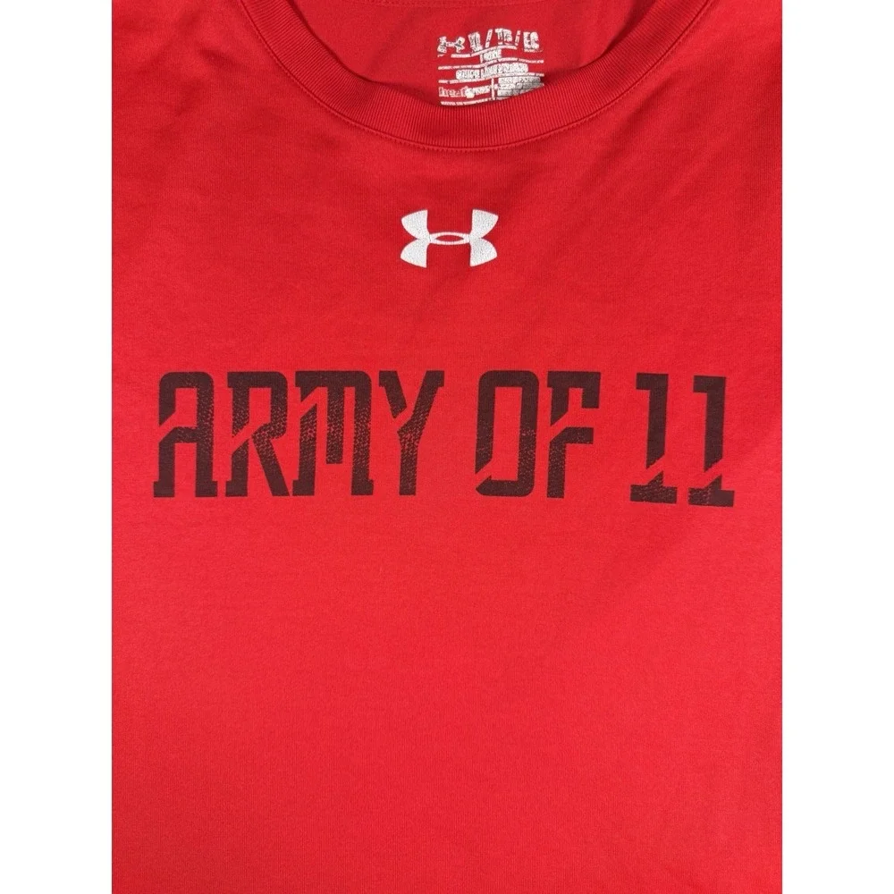 Under Armour T-Shirt Men's XL Red Army 11 Football Breathable Casual‎ Workout **
